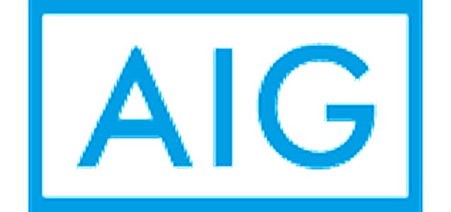 AIG logo in blue lettering and border.