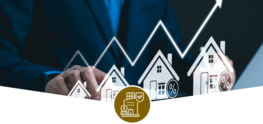 Businessman analyzing rising real estate market