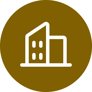 White building symbol on brown background