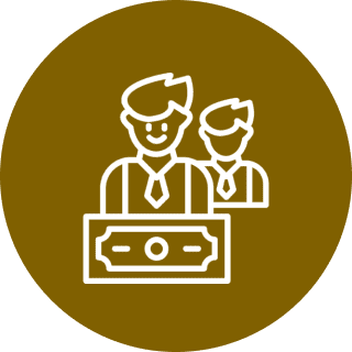 Financial teamwork illustration on brown background