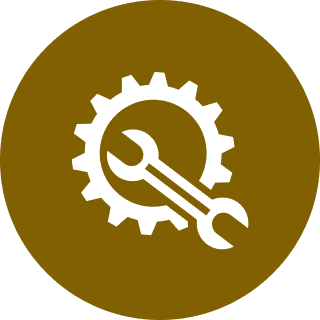 Engineering icon with gear and wrench