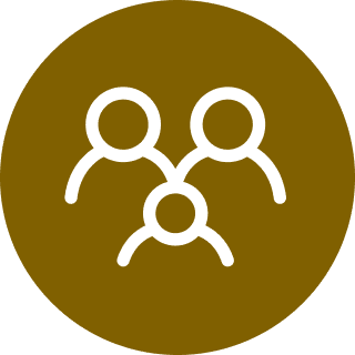 White family figures on brown circle