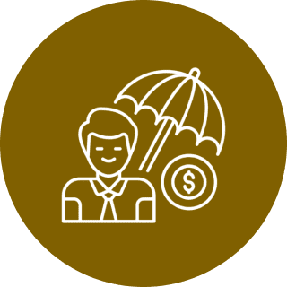 Business insurance icon with umbrella and dollar