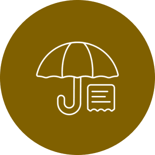 Umbrella icon with document outline