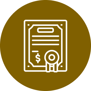 Certificate icon on brown background