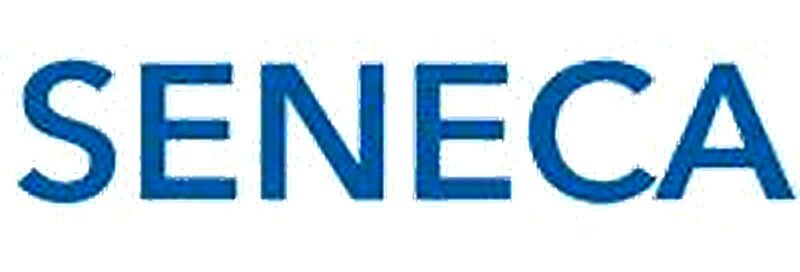 Blue text logo: SENECA in capitals.